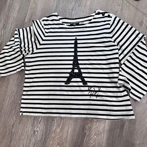🖤 Karl Lagerfeld Paris Striped Embellished Top - Size XL